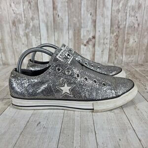Converse One‎ Star Glitter Low Top Sneakers Silver Women's Size 8.5